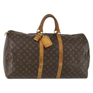 LOUIS VUITTON Monogram Keepall 55 Boston Bag M41424 LV Auth 160112